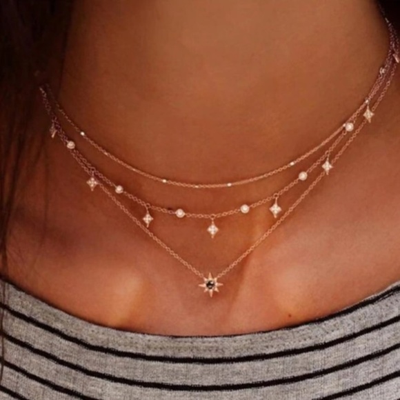 Jewelry - dainty necklace layered gold pendant chain star